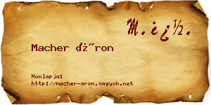 Macher Áron névjegykártya
