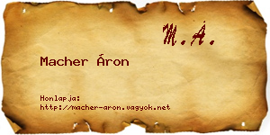 Macher Áron névjegykártya